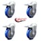 Service Caster 5 Inch Blue Polyurethane Swivel Bolt Hole Caster Set with Total Lock Brake SCC SCC-BHTTL20S514-PPUB-BLUE-4 - alternate 5